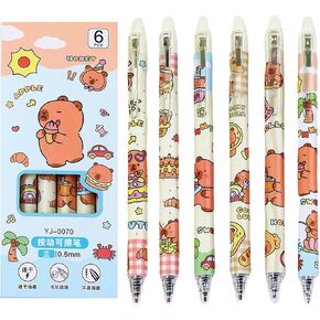 6 أجهزة كمبيوتر لطيفة قابلة للاسترخاء قابلة للاسترخاء Capybara قلم قابلة للمحومين 0.5 مم نقطة غرامة الحبر الأسود كتابة الحبر القلم اللوازم مدرسة كاريكاتير الهلام الحبر للنساء الفتيان الفتيات (كابيبارا-بلاك حبر) in Kuwait