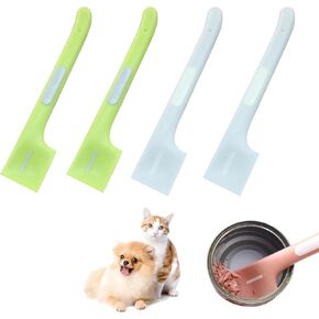 Zorfeter 4 Pack Pet Food Spoon ، Silicone Mixing Alvons Caned Scoop ، Can Mini Spatula Food Can Spoon for Teeding Can Cal Can Storage Cog/Cat (Green+Gray)