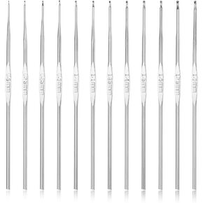 مجموعة السنانير Comnico 12pcs الكروشيه ، إبر كروشيه معدنية صغيرة الحجم (0.6 مم - 1.9 مم) أداة نسج الحياكة للتطريز للمبتدئين DIY المتقدم Craft Lace Yarn