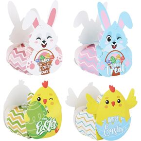 48 PCS 3D Easter Treat Boxes Easter Exter Joids Joxes Bunny Eggs Chicks Goodies Candy Box Cookies Bokies Box Cardboard Box Box for Kids School Classroom Party Form