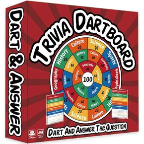 Garybank Quiz Dart Trivia Games for Adults and Kids - 500 Questions on History Music Movie Sports & Geography, 90s Trivial Pursuit for Age 16+, Fun Card Games for Teens & Family Night