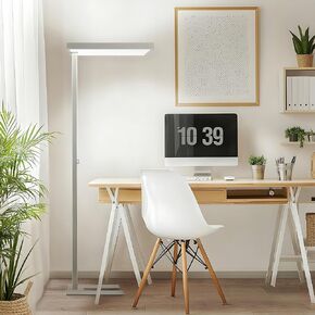 76.6" Full Spectrum Led Floor Lamp,80W Modern Free-Standing Lamp,10000LM Dimmable Dual Light Source Eye-Care Tall Reading Lamp for Home Office Reading,4000K Natural Daylight