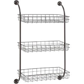 DECO 79 Metal 3 رفوف الجدار مع سلال معلقة ، 21 "× 10" × 34 "، أسود