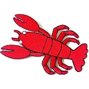 Th Lobster Shrimp Red Color Cartoon Ribo Riboer Stercercle Servidered On Iron on Patch for Backpacks Jackets Clothing