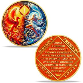 2 سنة هدايا عملة الرصانة | Phoenix Blossom Nymph Na Coin - na ha aa medallion مع صلاة الصفاء | هدايا مخدرات الكحول مجهولة الهوية لشهر الذكرى والسنة للرجال النساء في الشفاء