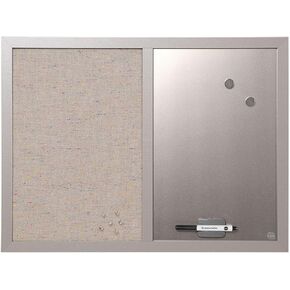 لوحة مجموعة Mastervision ، 18 "× 24" ، لوحة مغناطيسية جافة ومحفزات النسيج الرمادي التحرير والسرد ، إطار MDF رمادي صغير