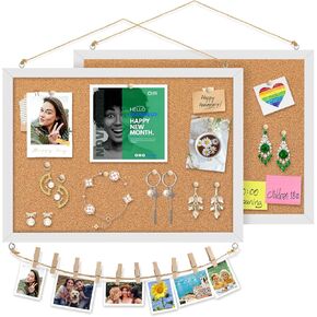 MaxGear 2 Pack Double-Sided Cork Board for Walls, 16" x 12" Bulletin Board with White Frame, PinBoards Corkboards for Girls Room, Office, Bedroom, Kids Room, Classroom