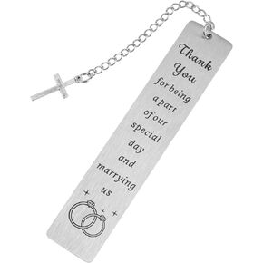 Wedding Officiant Bookmark, Stainless Steel, Silver, 13x2.6x0.8cm/5.12x1.02x0.31in, 1 Piece