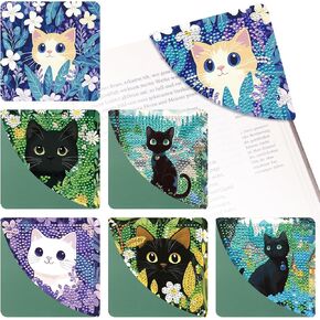 Cat Diamond Art Lundmarks Kits - 6 PCS DIY Double Side Diamond Painting Corner Corner Corner Plate Animal Flower Art Craft Flaft Hight