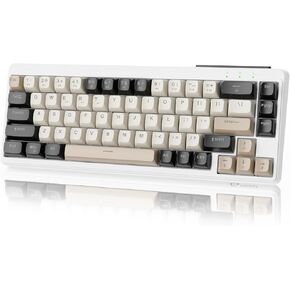 MANBASNAKE 60% Wireless Gaming Keyboard Tri-Modes 2.4GHz/BT/USB-C Wired Rechargeable Backlit 67 Keys Tri-Color PBT keycaps Mechanical Feeling Ultra-Compact Keyboard for PC Laptop Grey