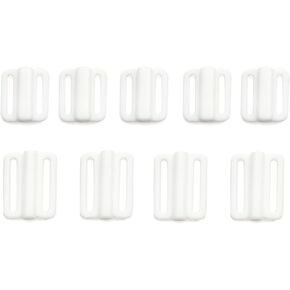 Vasana 10pcs الابازيم البلاستيكية البيضاء الخطاف الأمامي خطاف السحابات clasp خياطة على ملابس مقطع السنانير خياطة لوازم بيكيني إغلاق الجزء من استبدال الخياطة (1.2+1.5 سم)