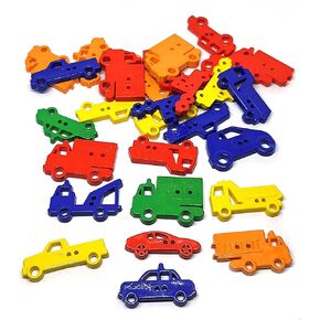 30 PCS MIX COLATES TRANDICLES TRANTRICATION TRANDSITATION CARS PUTTONS 2 ثقوب الحجم 15 × 30 مم