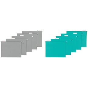 Amazon BASICS Hanging File Bolders ، حجم الرسالة ، الرمادي والأكوا ، 50 عبوة