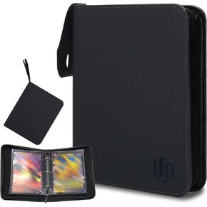 Jumbo Card Binder, HYMENEX 80 Pockets Trading Card Binder with 40 Removable Double Sided Jumbo Cards Sleeves and Zipper for Oversized Cards - Portable & Lightweight 5.4" x 7.5" (Size L)