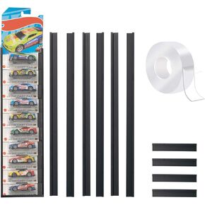 4 PCS Model Car Display Case Wall Mount - Holds Up to 40 Diecast Blister Packed Toys - Organizer Compatible With Packaged Cars - Storage Display Shelf Rack - Black