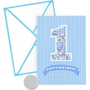 GIFTING GIGGLES 1st Birthday Card for Boy | First Birthday Card for Baby Boy - One Year Old Bday | Grandson, Nephew, Son | Comes w/matching Envelope and seal