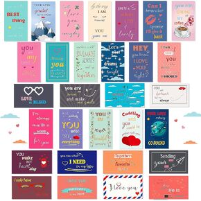 Chinco 120 Pieces Valentine‘s Day Romantic Lunch Box Notes Love Notes for Him Her Mini Valentines Cards for Husband Wife 2 x 3.5 Inch Inspirational Design Lunchbox for Adults Beloved Ones, 30 Styles
