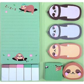 Grevosea Cute Sticky Notes, Funny Notepads Sticky Notes Set 200 Sheets Self-Stick Animal Divider Tabs Bundle Writing Memo Pads Teacher Gifts for Women Home Office School Supplies (Teacher)