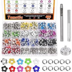 Tanstic 400pcs 10 ألوان 3/16 بوصة جروم جفن الجفن المعدني زهرة العيينة الحلق