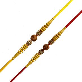 مجموعة من 2 الخيط الرائع Rudraksh Dessigner Rakhi