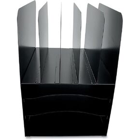 Huron Desktop File Binder Organizer Storage, Combination Vertical 5/Horizontal 3 Slot Compact Letter Tray, Black Steel
