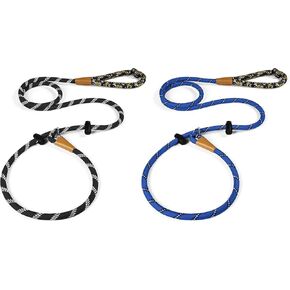 lynxking Dog Leash1/2in x 6ft Slip Lead Reflective Black and Dark Blue, 2 Pack