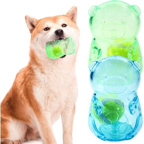 لعبة Aerbee 2PCS Crunchnplay Toy للكلاب ، ألعاب الكلب الصارقة للمضغرين العدوانيين للكلاب الصغيرة المتوسطة ، ألعاب مطاطية مع كرة تنس ، ألعاب الكلاب التفاعلية الخارجية للملل (الأزرق والأخضر)