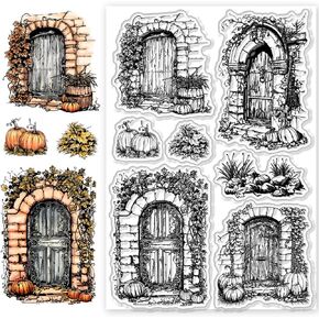 CHGCRAFT Autumn Gate Silicone Clear Stamps Autumn Pumpkin Stamp for DIY Scrapbooking Photo Album Decorative Cards Making Stamps for Holiday Card Making Album Crafts