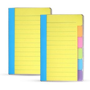 UtyTrees Self-Stick Notes, Divider Sticky Notes Tabs,Tabbed Self-Stick Lined Bright Colors Note Pads, School Supplies, Vibrant Colored Notes That Catch Your Eye. 4 x 6 Inches,60 Index Notes, 2-Pack.