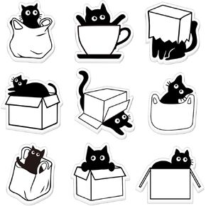 Black Cat Sticky Note 9 Designs Cute Animal Notepad Funny تذكير مذكرة لوجود اللوازم الفصول الدراسية لعاشق Cat Lover