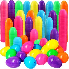 500 PCS Easter Eggs ، 2.35 "ألوان زاهية متنوعة بيض عيد الفصح البلاستيكي لصيد عيد الفصح ، تحت عنوان عيد الفصح ، الزخارف ، حشوات سلة (500)