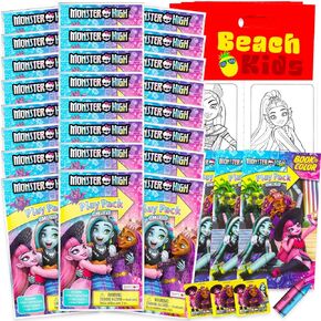 Monster High Mini Party Favors مجموعة للأطفال ، فتيات - حزمة مع 24 حزم لعب الوحش مع صفحات التلوين والملصقات والمزيد