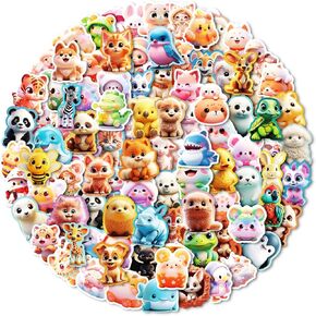 100 PCS Cute Animal Stickers,Kawaii Stickers for Kids Girls Boys,Waterproof Vinyl Stickers for Water Bottle Laptop Notebook Scrapbook Guitar Luggage