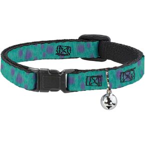 Cat Collar Breakaway Monsters Inc Sulley Bounding Spots Blue Purple 8 to 12 Inches 0.5 Inch Wide