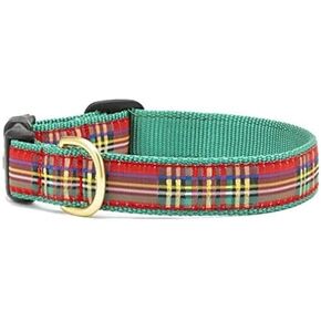 Up Country Christmas Parkle Plaid Pattern (طوق الكلب من Knadast Parkle ، صغير (من 9 إلى 15 بوصة) 5/8 بوصة عرض ضيقة)