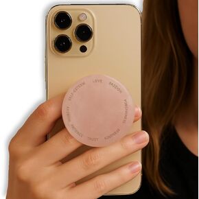 Gratitude Grips by CRYSTALFY Love Magnet Crystal Phone Grip Holder & Expanding Kickstand - Natural Gemstone Swappable Top Accessory for iPhone, iPad, Kindle & Mobile Devices