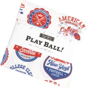 Play Ball Charm Pack by Moda; 42-5 inch Precut Fabric Quilt Squares