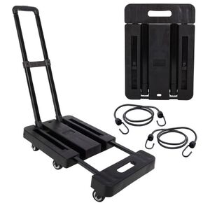 عربة Dolly Truck Dolly القابلة للطي مع عجلات - عربة أمتعة 500 رطل مع عجلات قابلة للطي Dolly - عربة فائدة قابلة للطي مع 2 Bungees للتنقل أو السفر أو التسوق أو المكتب عن طريق Stalwart