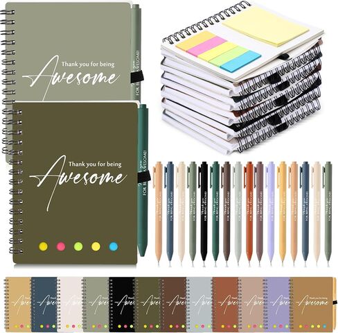 48 Pcs/24 Set Teacher Employee Appreciation Gift Volunteer Inspirational A6 Spiral Notebook with Ballpoint Pen Journal for Coworker Secretary Nurse Graduation(Light Color) in Saudi Arabia