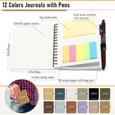 48 Pcs/24 Set Teacher Employee Appreciation Gift Volunteer Inspirational A6 Spiral Notebook with Ballpoint Pen Journal for Coworker Secretary Nurse Graduation(Light Color) in Saudi Arabia
