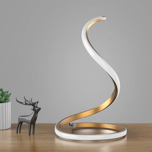 NUÜR Spiral LED Table Lamp, Modern 3 Colors Dimmable Desk Lamp with Minimalist Lighting Design & Touch Controller, Creative Stylish Smart Lamp for Bedroom, Office, Home (Gold) in Saudi Arabia