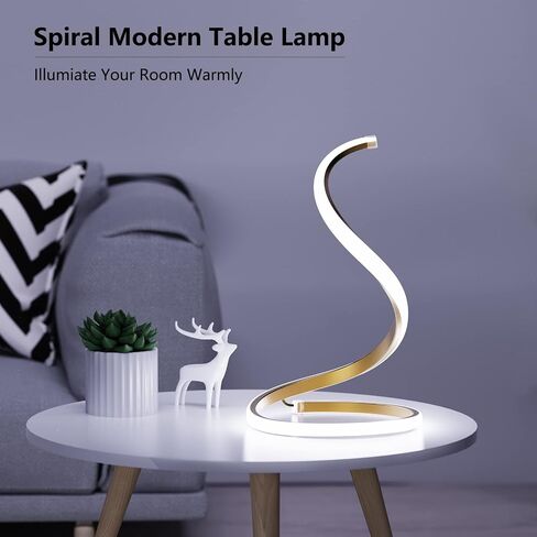 NUÜR Spiral LED Table Lamp, Modern 3 Colors Dimmable Desk Lamp with Minimalist Lighting Design & Touch Controller, Creative Stylish Smart Lamp for Bedroom, Office, Home (Gold) in Saudi Arabia