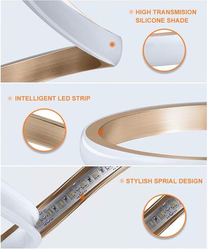 NUÜR Spiral LED Table Lamp, Modern 3 Colors Dimmable Desk Lamp with Minimalist Lighting Design & Touch Controller, Creative Stylish Smart Lamp for Bedroom, Office, Home (Gold) in Saudi Arabia