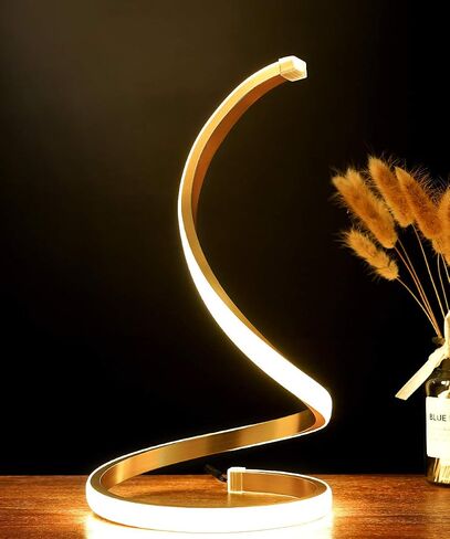 NUÜR Spiral LED Table Lamp, Modern 3 Colors Dimmable Desk Lamp with Minimalist Lighting Design & Touch Controller, Creative Stylish Smart Lamp for Bedroom, Office, Home (Gold) in Saudi Arabia