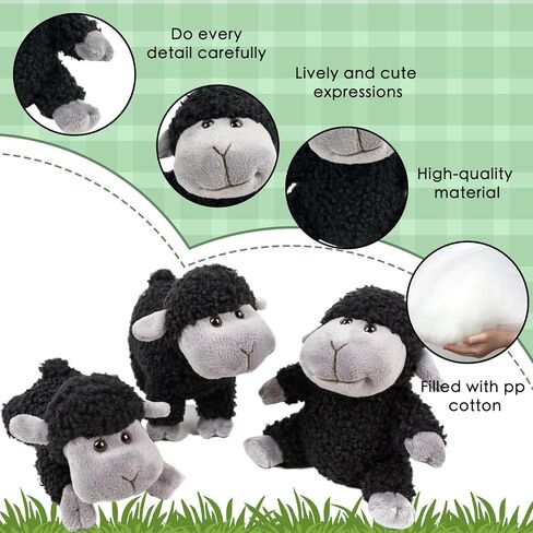 Tiny Heart Sheep Stuffed Animal, Sheep Plush Toy, Lamb Stuffed Animal Cute Soft Stuffed Lamb Kids Boys and Girls Home Decor Birthday Cuddly Black Lamb Toys (Standing) in Kuwait