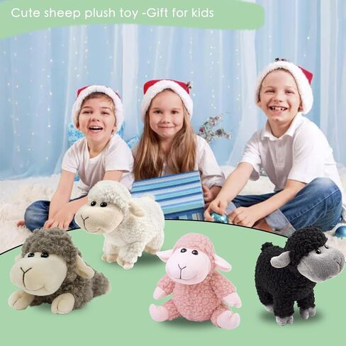 Tiny Heart Sheep Stuffed Animal, Sheep Plush Toy, Lamb Stuffed Animal Cute Soft Stuffed Lamb Kids Boys and Girls Home Decor Birthday Cuddly Black Lamb Toys (Standing) in Kuwait