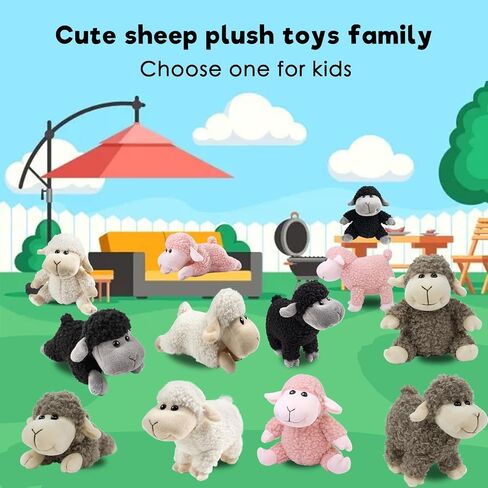 Tiny Heart Sheep Stuffed Animal, Sheep Plush Toy, Lamb Stuffed Animal Cute Soft Stuffed Lamb Kids Boys and Girls Home Decor Birthday Cuddly Black Lamb Toys (Standing) in Kuwait