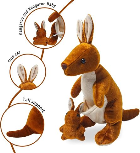 Kangaroo Stuffed Animal Toys, Standing Kangaroo Doll with Plush Toys of Joey, for Boys Girls Birthdays Halloween Gifts-13’’ in Saudi Arabia
