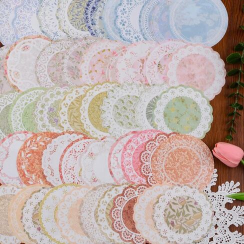 150Pcs Vintage Scrapbook Lace Paper, 5 Styles Scrapbook Embellishments of Lace Craft DIY Card Decor for Photo Frame Album Notebook Journal in Saudi Arabia