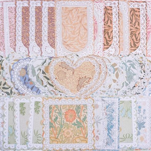 150Pcs Vintage Scrapbook Lace Paper, 5 Styles Scrapbook Embellishments of Lace Craft DIY Card Decor for Photo Frame Album Notebook Journal in Saudi Arabia